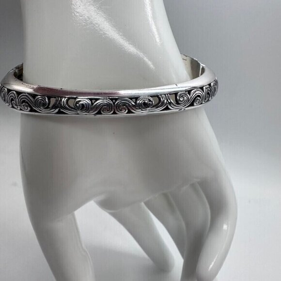 Brighton Bracelet Hinged Silver Tone Imitation Pearls Cuff Magnetic Closure - Picture 13 of 14